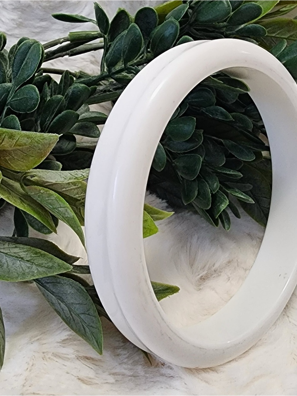 Vintage White Lucite-Style Wide Bangle Bracelet – Mod Statement Jewelry